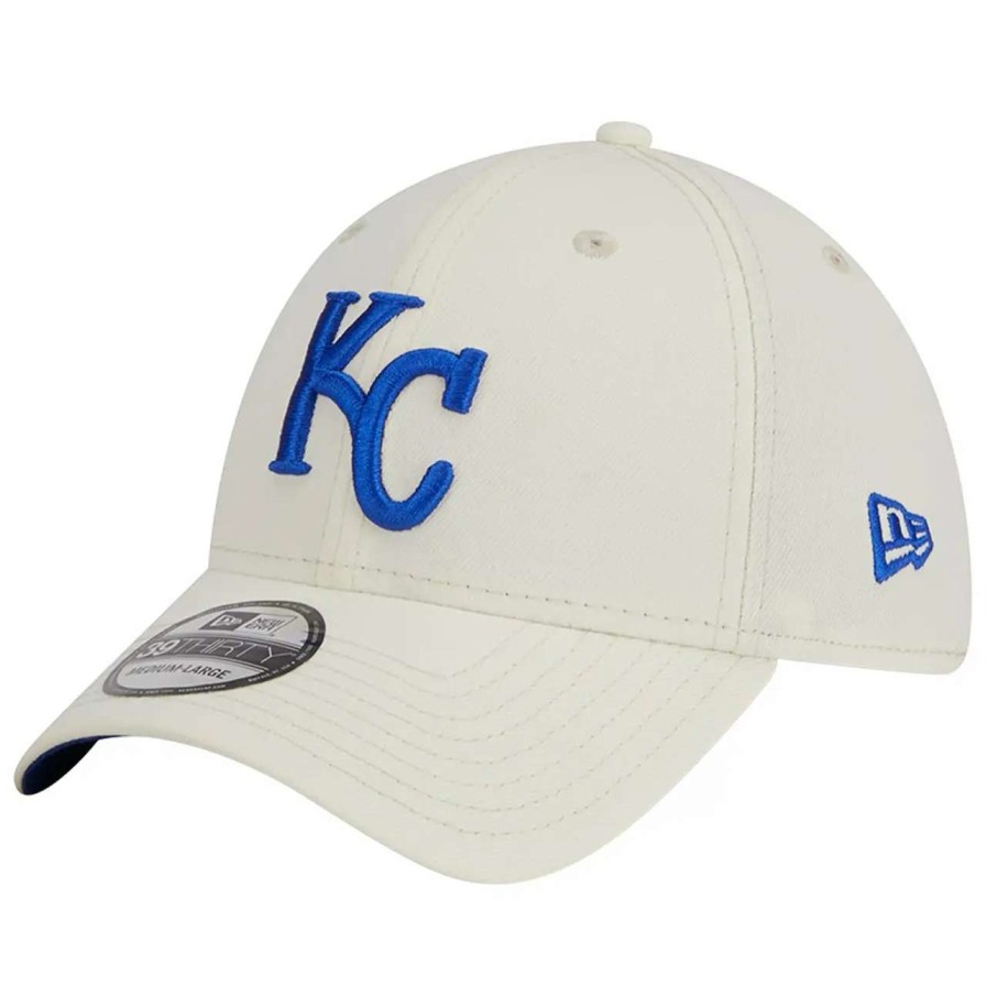 Kansas City Royals Caps * | Men'S Kansas City Royals New Era White Chrome Team Classic 39Thirty Flex Hat