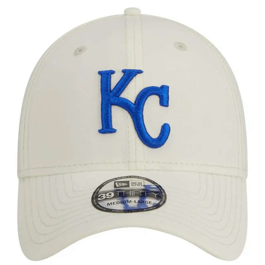 Kansas City Royals Caps * | Men'S Kansas City Royals New Era White Chrome Team Classic 39Thirty Flex Hat