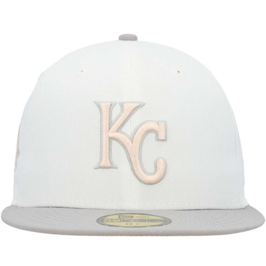 Kansas City Royals Caps * | Men'S Kansas City Royals New Era White/Gray 2015 World Series Side Patch Peach Undervisor 59Fifty Fitted Hat