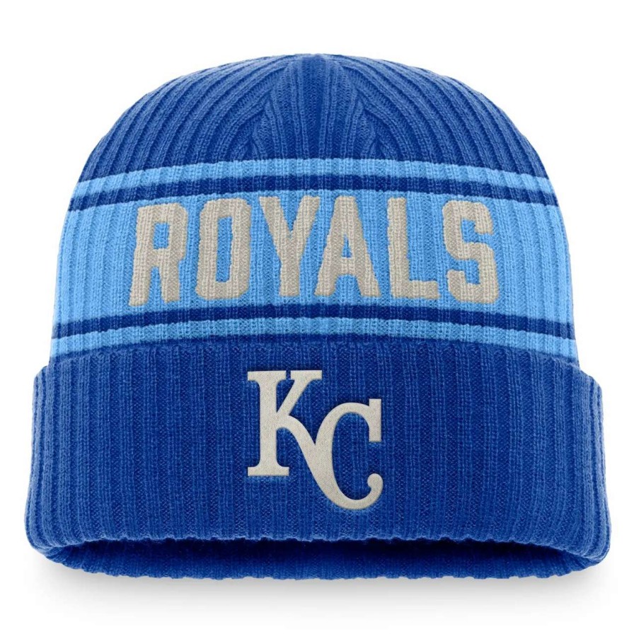 Kansas City Royals Caps * | Men'S Kansas City Royals Fanatics Branded Royal/Light Blue True Classic Retro Cuffed Knit Hat