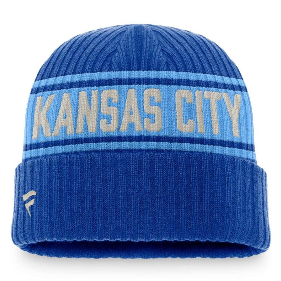 Kansas City Royals Caps * | Men'S Kansas City Royals Fanatics Branded Royal/Light Blue True Classic Retro Cuffed Knit Hat