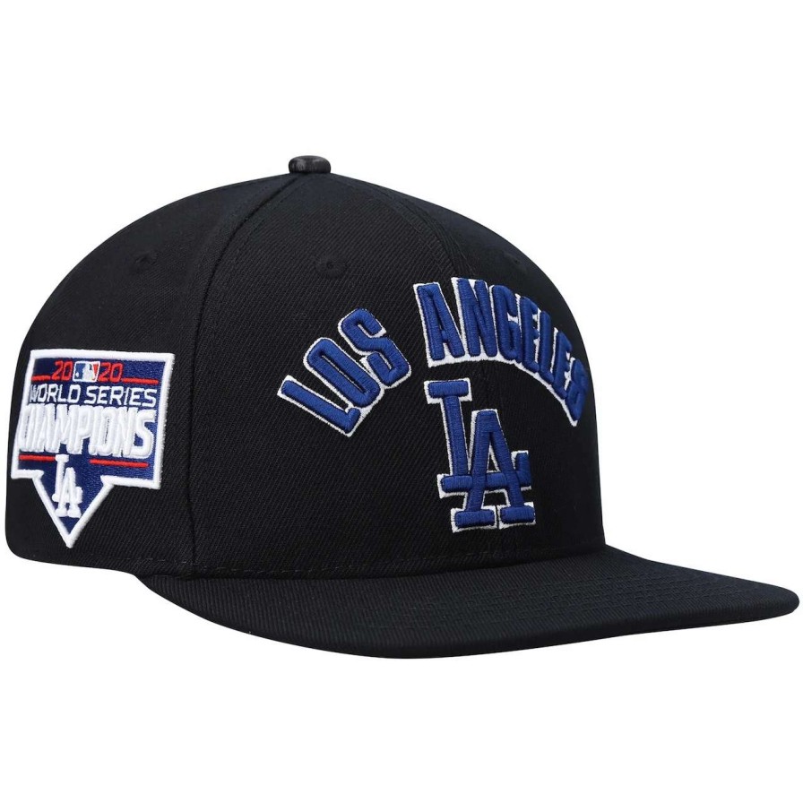 Los Angeles Dodgers Caps * | Men'S Los Angeles Dodgers Pro Standard Black Stacked Logo Snapback Hat