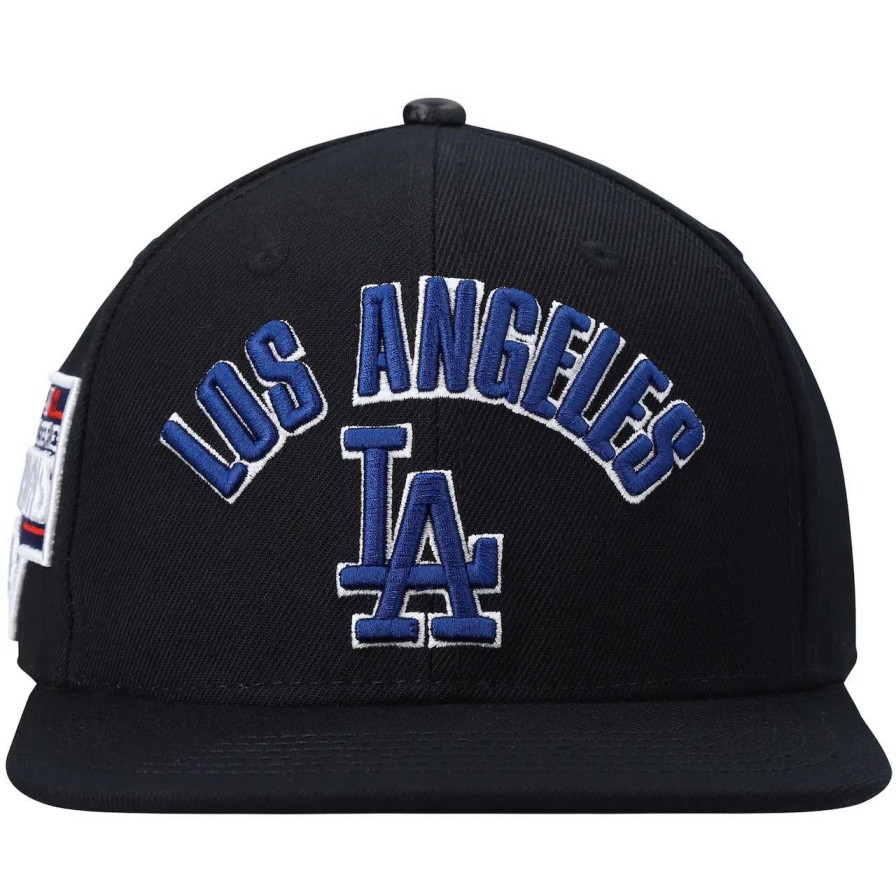 Los Angeles Dodgers Caps * | Men'S Los Angeles Dodgers Pro Standard Black Stacked Logo Snapback Hat