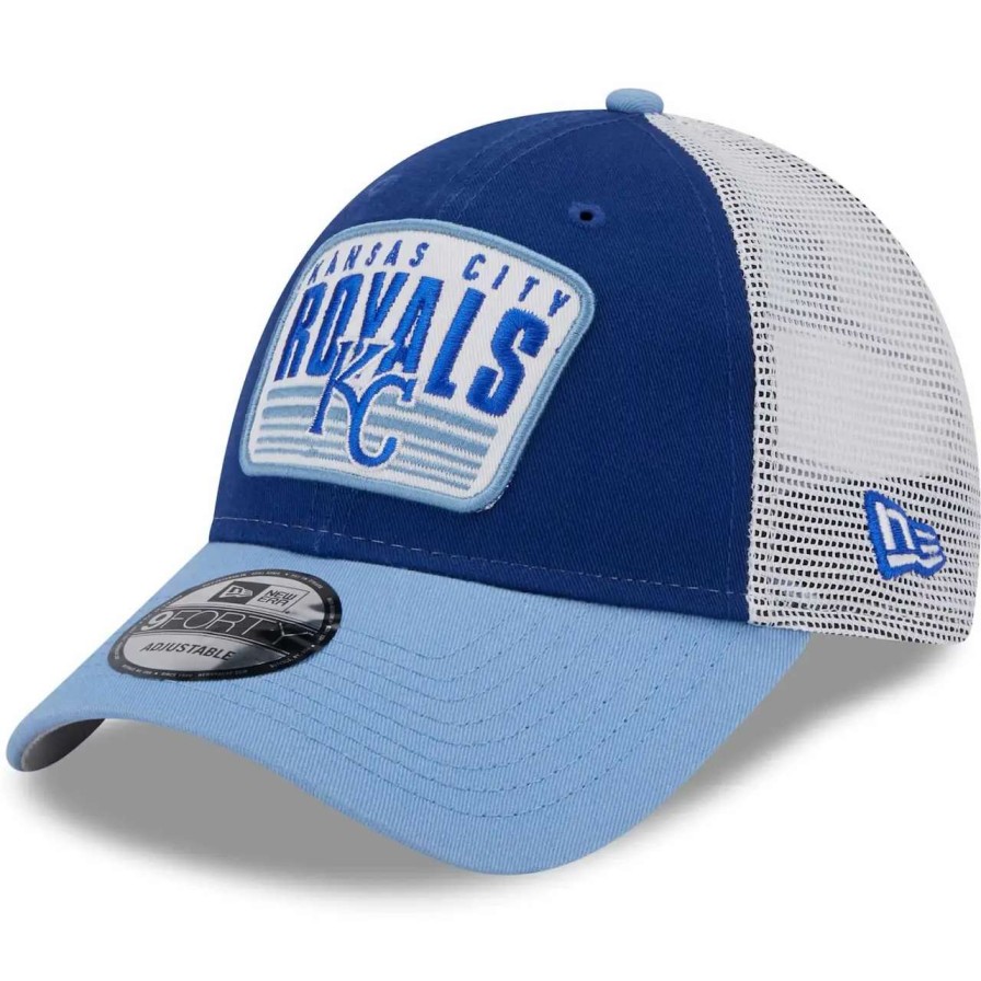 Kansas City Royals Caps * | Youth Kansas City Royals New Era Royal Patch Trucker 9Forty Snapback Hat