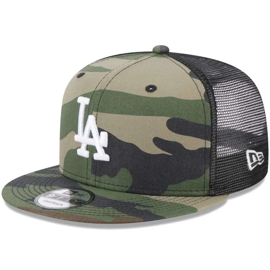 Los Angeles Dodgers Caps * | Men'S Los Angeles Dodgers New Era Camo Trucker 9Fifty Snapback Hat