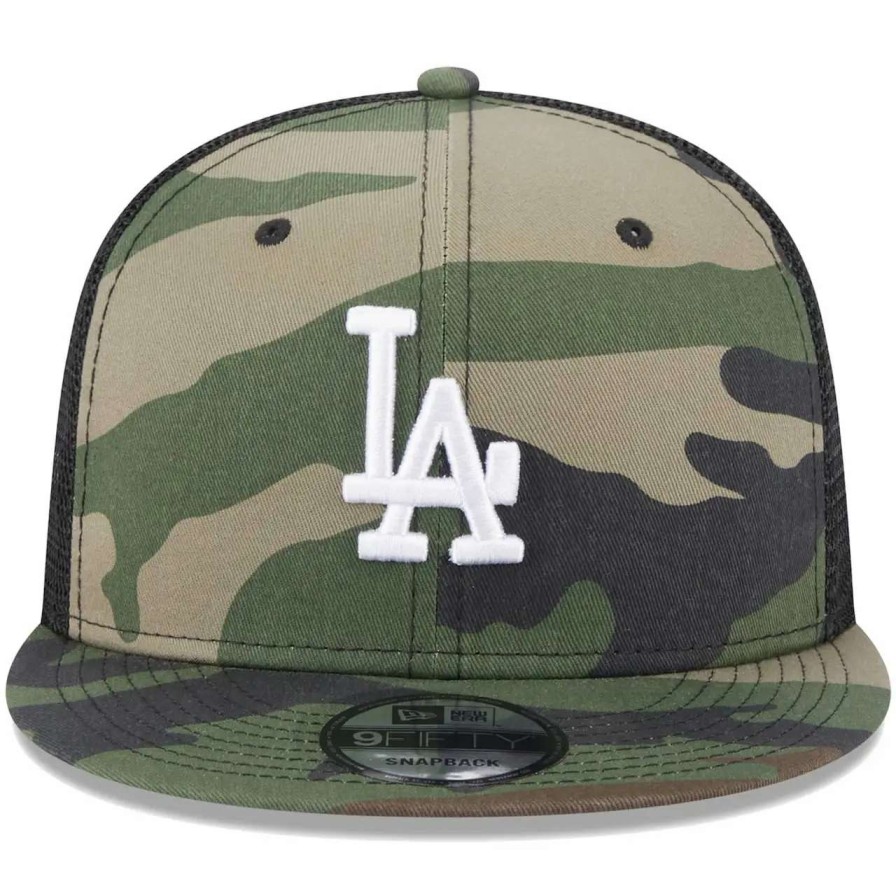 Los Angeles Dodgers Caps * | Men'S Los Angeles Dodgers New Era Camo Trucker 9Fifty Snapback Hat