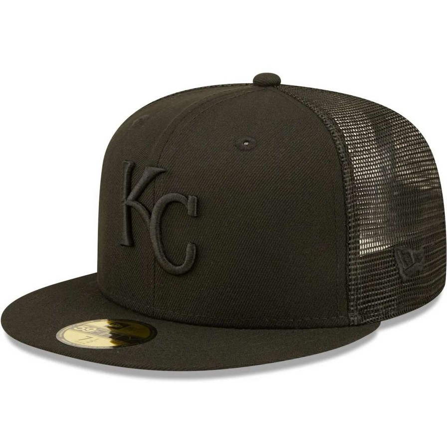 Kansas City Royals Caps * | Men'S Kansas City Royals New Era Blackout Trucker 59Fifty Fitted Hat