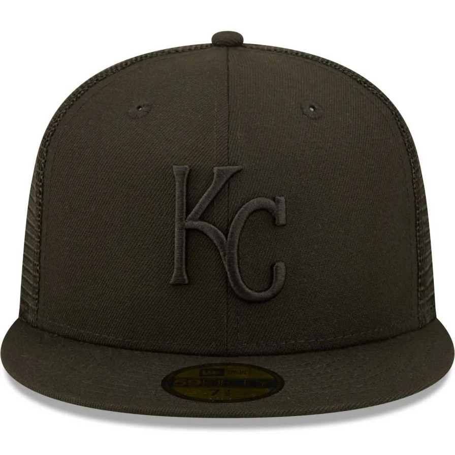 Kansas City Royals Caps * | Men'S Kansas City Royals New Era Blackout Trucker 59Fifty Fitted Hat