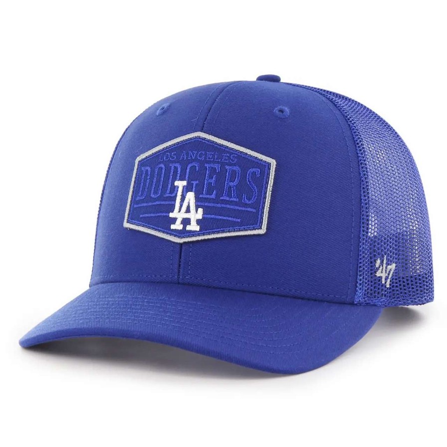 Los Angeles Dodgers Caps * | Men'S Los Angeles Dodgers '47 Royal Ridgeline Tonal Patch Trucker Adjustable Hat