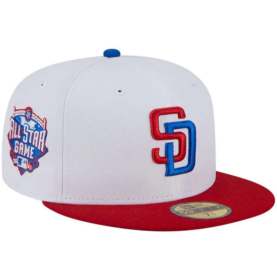 San Diego Padres Caps * | Men'S San Diego Padres New Era White/Red Undervisor 59Fifty Fitted Hat