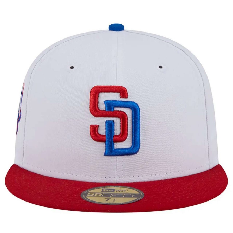 San Diego Padres Caps * | Men'S San Diego Padres New Era White/Red Undervisor 59Fifty Fitted Hat