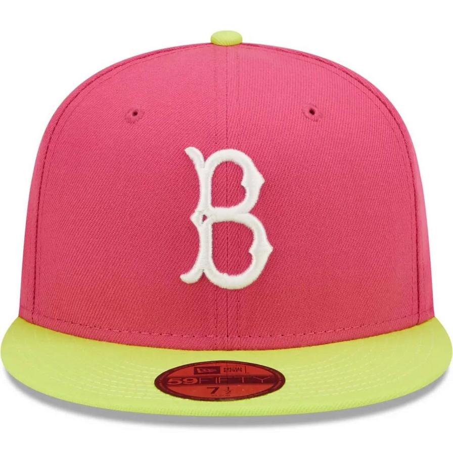 Los Angeles Dodgers Caps * | Men'S Brooklyn Dodgers New Era Pink 1955 World Series Champions Beetroot Cyber 59Fifty Fitted Hat