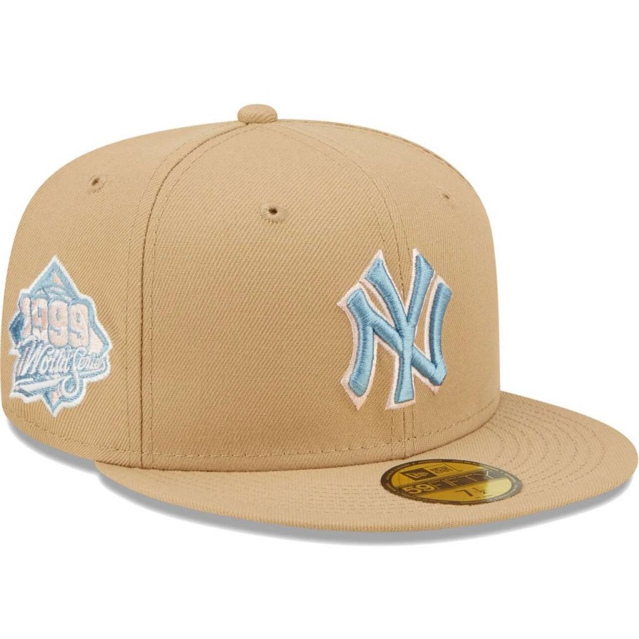 New York Yankees Caps * | Men'S New York Yankees New Era Tan 1999 World Series Sky Blue Undervisor 59Fifty Fitted Hat