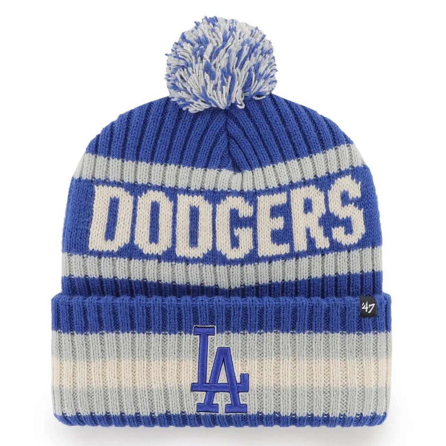 Los Angeles Dodgers Caps * | Men'S Los Angeles Dodgers '47 Royal Bering Cuffed Knit Hat With Pom