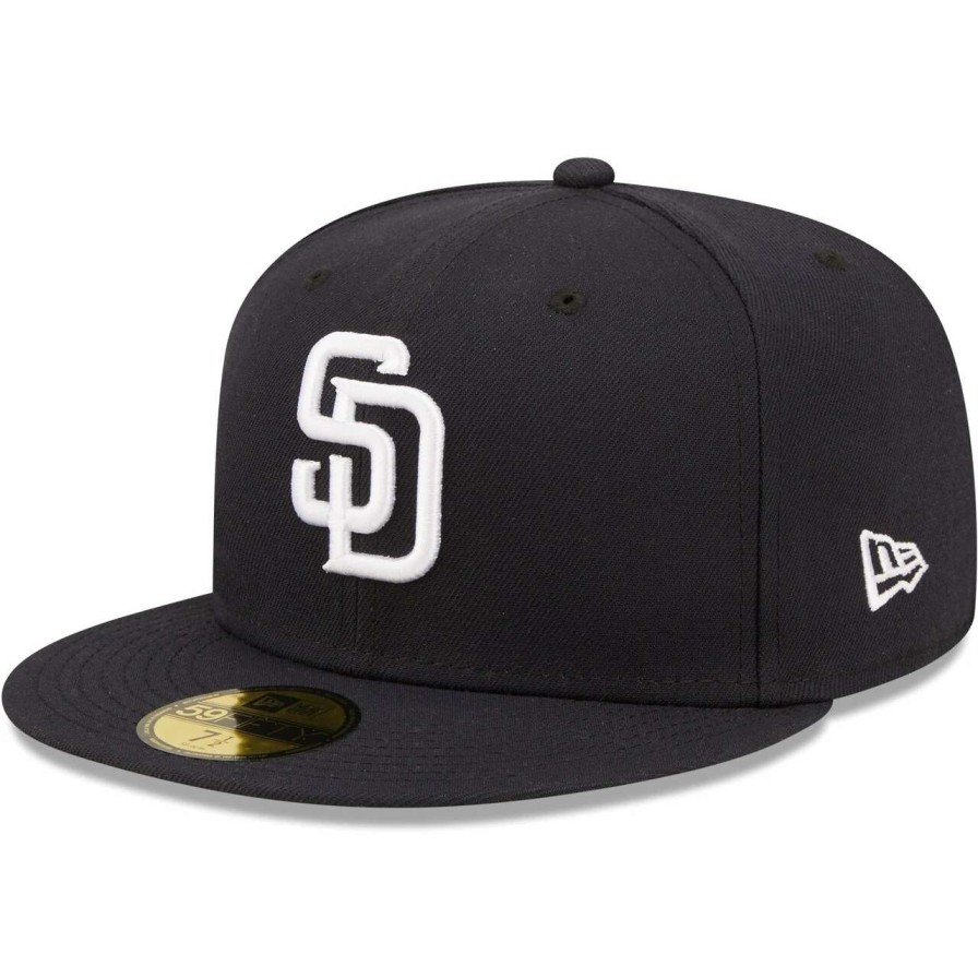 San Diego Padres Caps * | Men'S San Diego Padres New Era Navy White Logo 59Fifty Fitted Hat