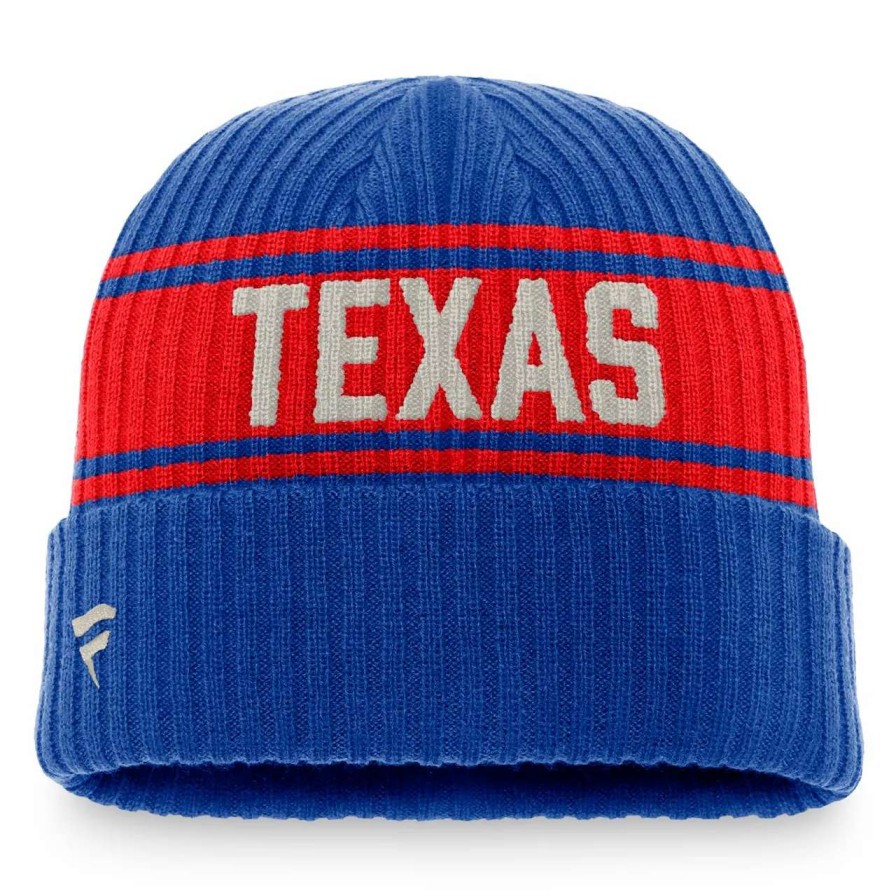 Texas Rangers Caps * | Men'S Texas Rangers Fanatics Branded Royal/Red True Classic Retro Cuffed Knit Hat