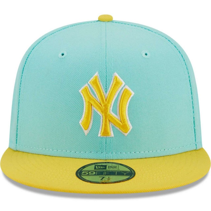 New York Yankees Caps * | Men'S New York Yankees New Era Turquoise/Yellow Spring Color Pack Two-Tone 59Fifty Fitted Hat