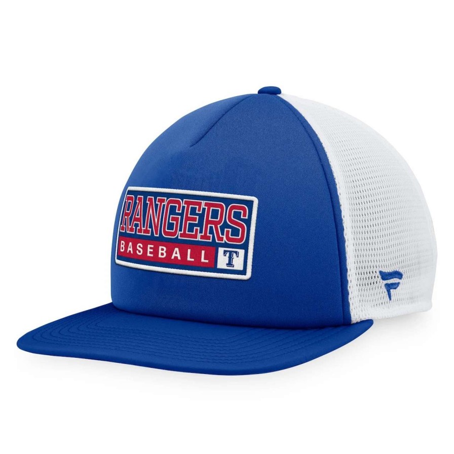 Texas Rangers Caps * | Men'S Texas Rangers Majestic Royal/White Foam Trucker Snapback Hat