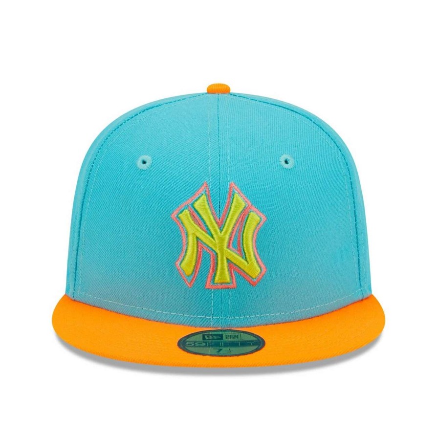 New York Yankees Caps * | Men'S New York Yankees New Era Blue/Orange Vice Highlighter 59Fifty Fitted Hat