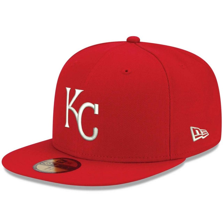 Kansas City Royals Caps * | Men'S Kansas City Royals New Era Red White Logo 59Fifty Fitted Hat