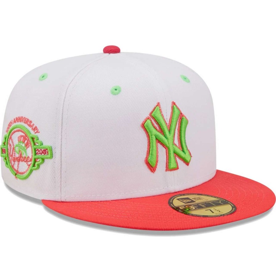 New York Yankees Caps * | Men'S New York Yankees New Era White/Coral 100Th Anniversary Strawberry Lolli 59Fifty Fitted Hat