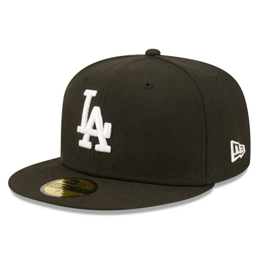 Los Angeles Dodgers Caps * | Men'S Los Angeles Dodgers New Era Black Team Logo 59Fifty Fitted Hat