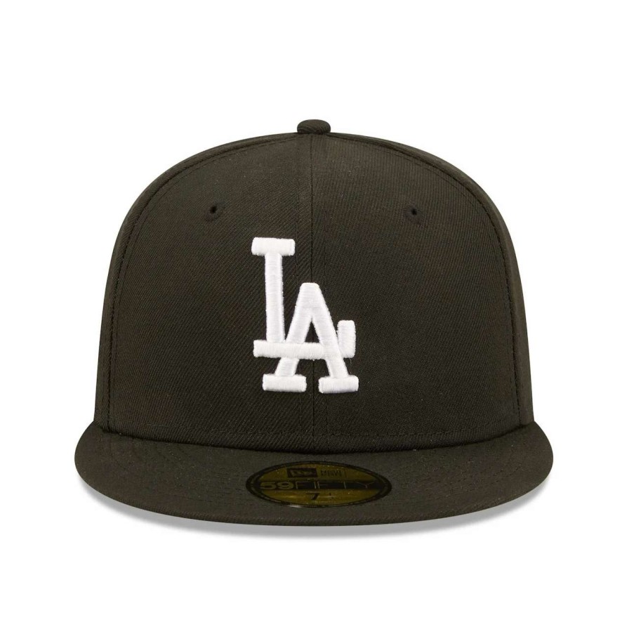 Los Angeles Dodgers Caps * | Men'S Los Angeles Dodgers New Era Black Team Logo 59Fifty Fitted Hat