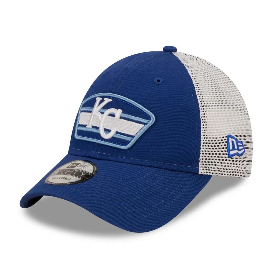 Kansas City Royals Caps * | Men'S Kansas City Royals New Era Royal/White Logo Patch 9Forty Trucker Snapback Hat