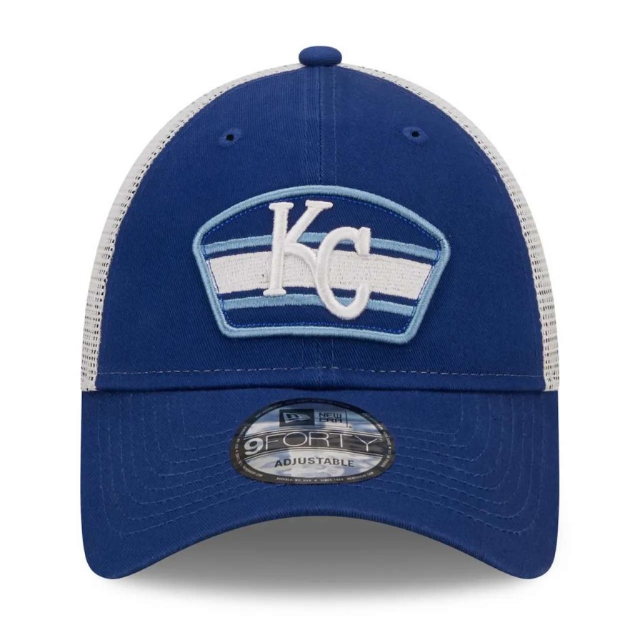 Kansas City Royals Caps * | Men'S Kansas City Royals New Era Royal/White Logo Patch 9Forty Trucker Snapback Hat