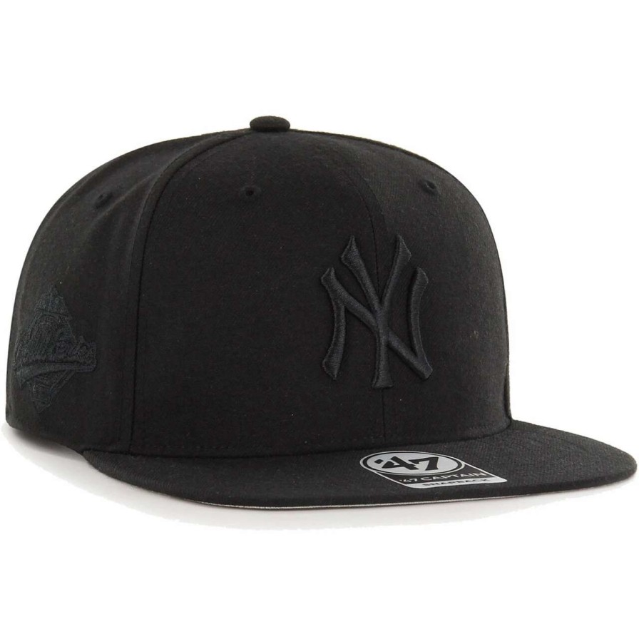 New York Yankees Caps * | Men'S New York Yankees '47 Black On Black Sure Shot Captain Snapback Hat