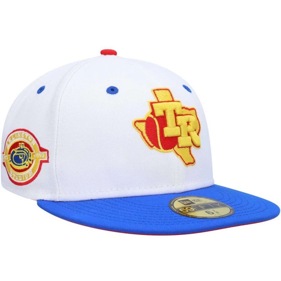 Texas Rangers Caps * | Men'S Texas Rangers New Era White/Royal Cherry Lolli 59Fifty Fitted Hat