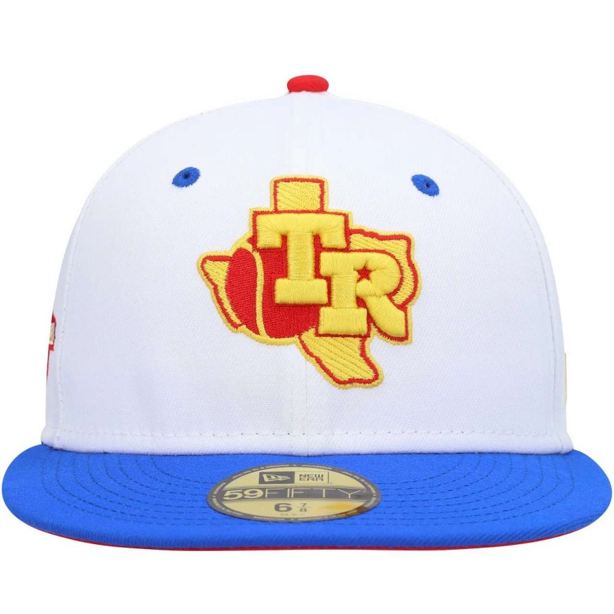 Texas Rangers Caps * | Men'S Texas Rangers New Era White/Royal Cherry Lolli 59Fifty Fitted Hat