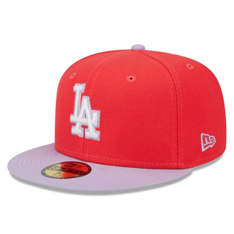 Los Angeles Dodgers Caps * | Men'S Los Angeles Dodgers New Era Red/Lavender Spring Color Two-Tone 59Fifty Fitted Hat