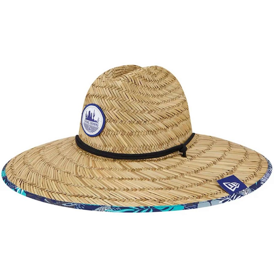 Los Angeles Dodgers Caps * | Men'S Los Angeles Dodgers New Era Natural 2023 Spring Training Floral Straw Hat