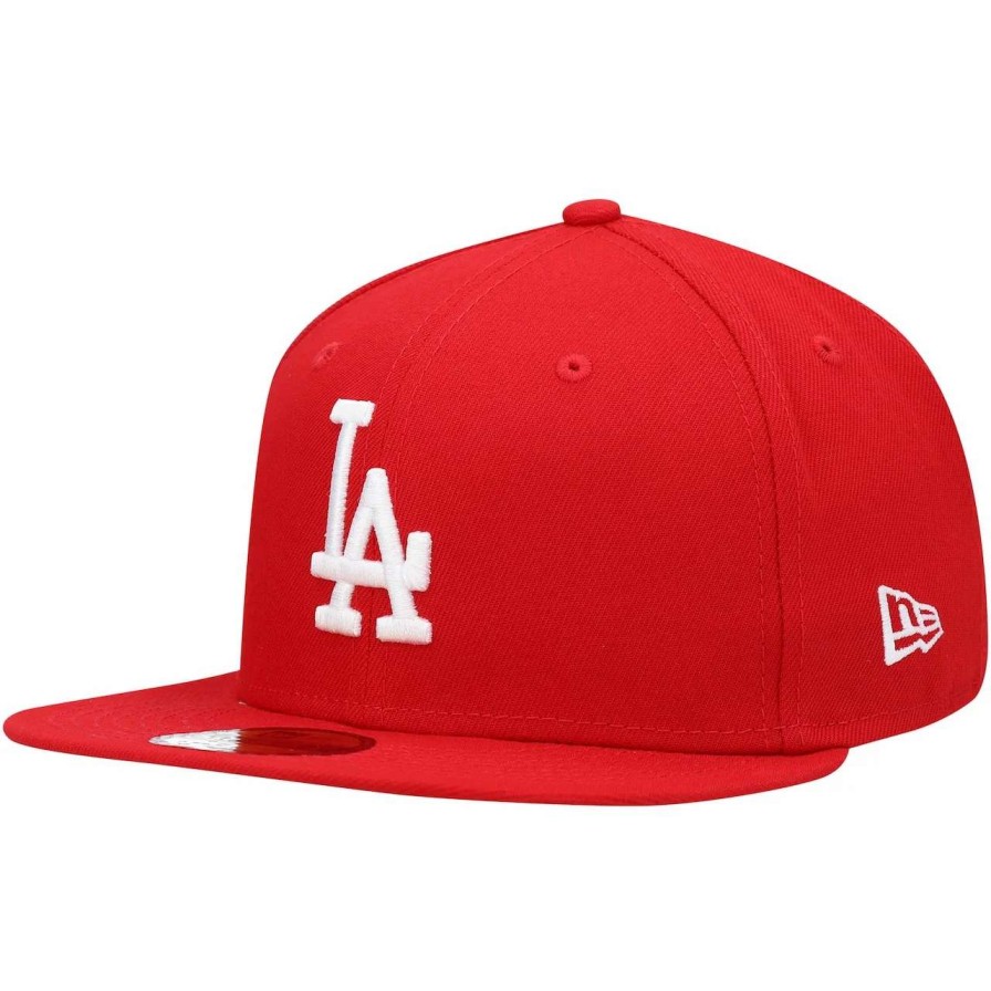 Los Angeles Dodgers Caps * | Men'S Los Angeles Dodgers New Era Red White Logo 59Fifty Fitted Hat