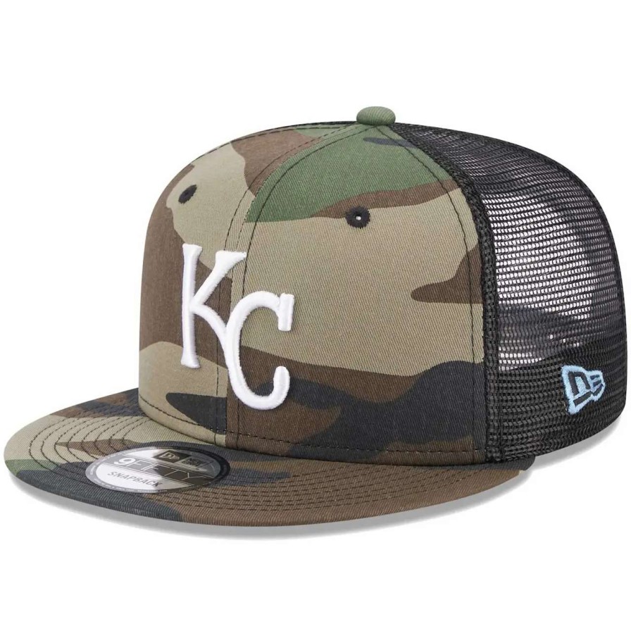 Kansas City Royals Caps * | Men'S Kansas City Royals New Era Camo Trucker 9Fifty Snapback Hat