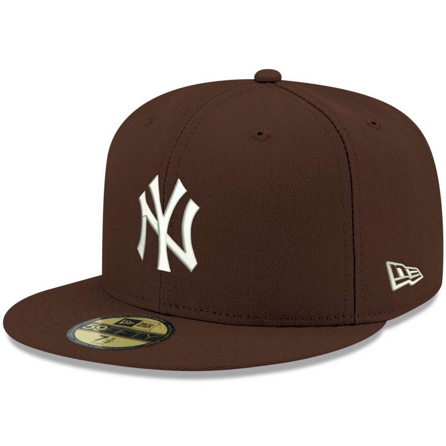 New York Yankees Caps * | Men'S New York Yankees New Era Brown White Logo 59Fifty Fitted Hat