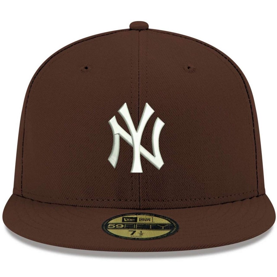 New York Yankees Caps * | Men'S New York Yankees New Era Brown White Logo 59Fifty Fitted Hat