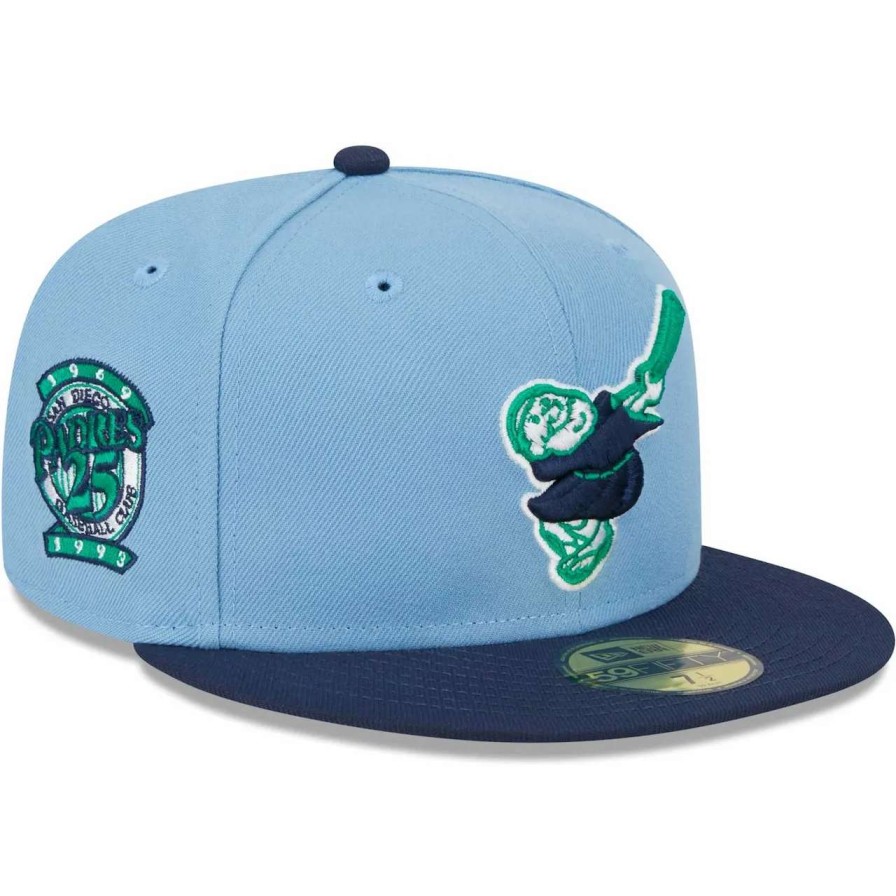 San Diego Padres Caps * | Men'S San Diego Padres New Era Light Blue/Navy Green Undervisor 59Fifty Fitted Hat