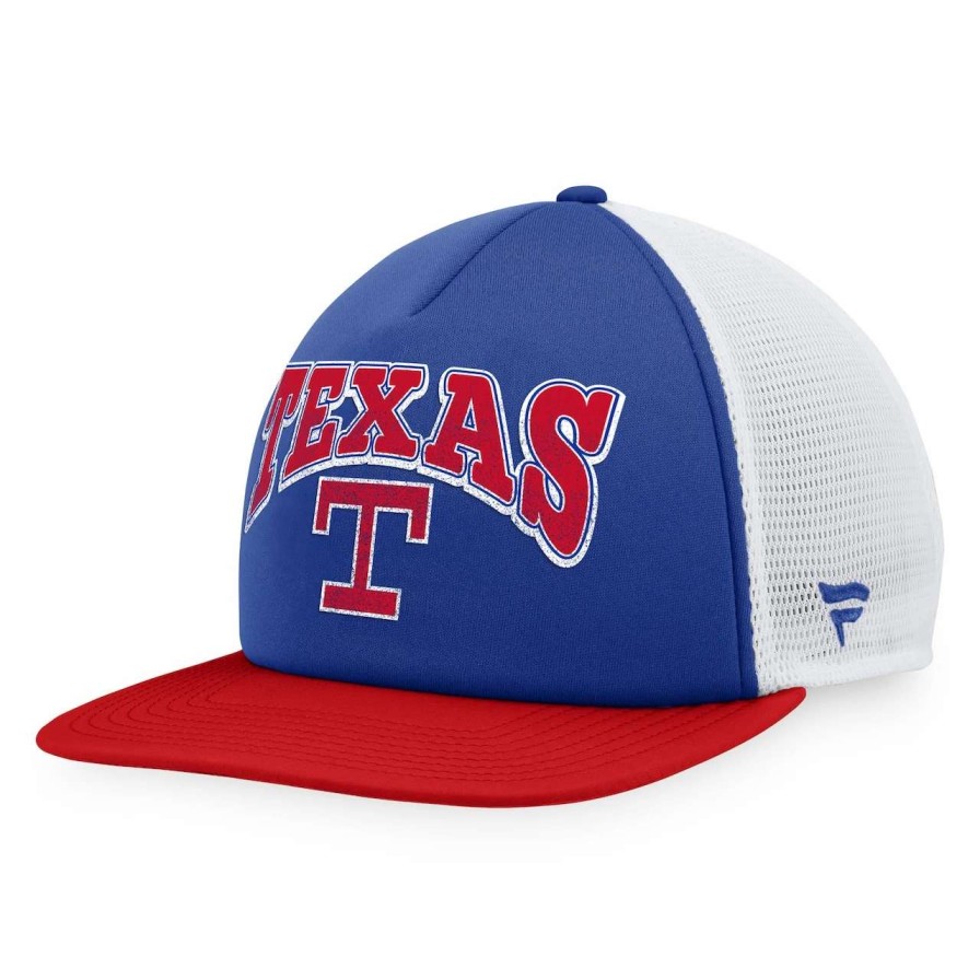 Texas Rangers Caps * | Men'S Texas Rangers Fanatics Branded Royal/Red Heritage Foam Front Trucker Snapback Hat