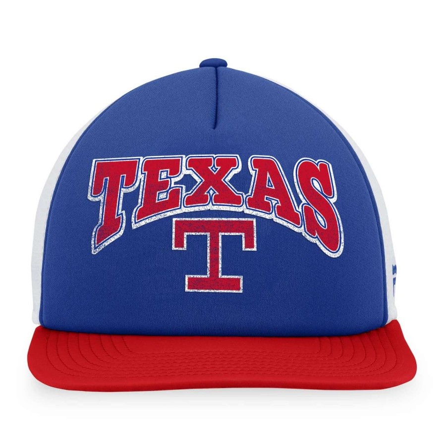 Texas Rangers Caps * | Men'S Texas Rangers Fanatics Branded Royal/Red Heritage Foam Front Trucker Snapback Hat