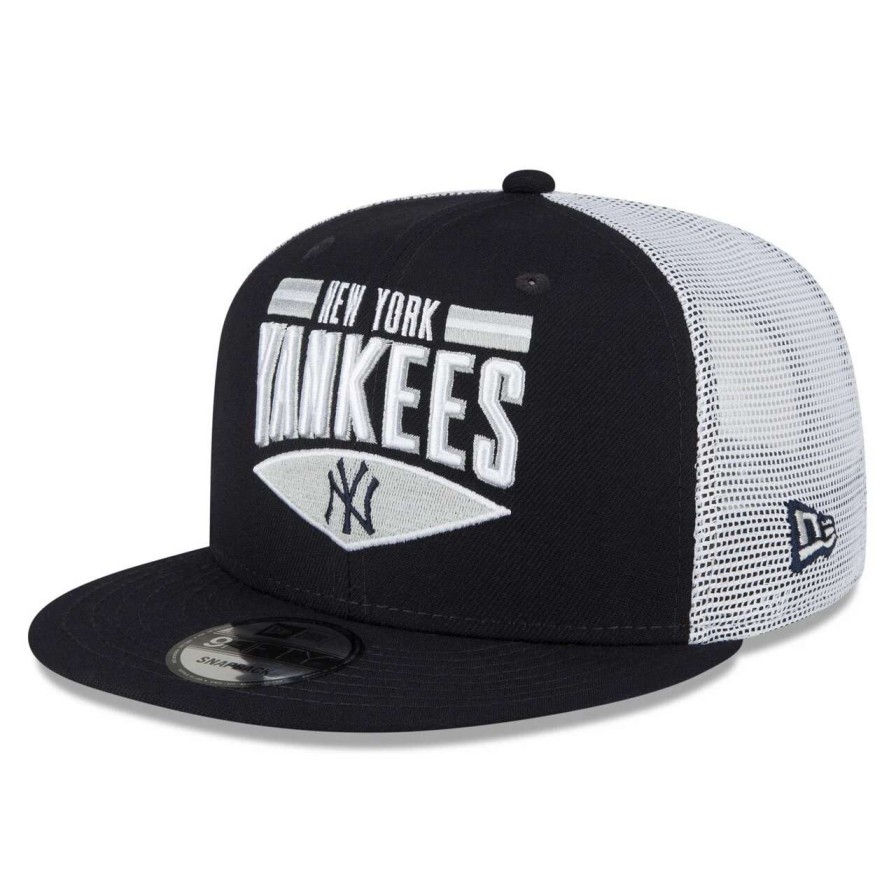 New York Yankees Caps * | Men'S New York Yankees New Era Navy/White Base Trucker 9Fifty Snapback Hat