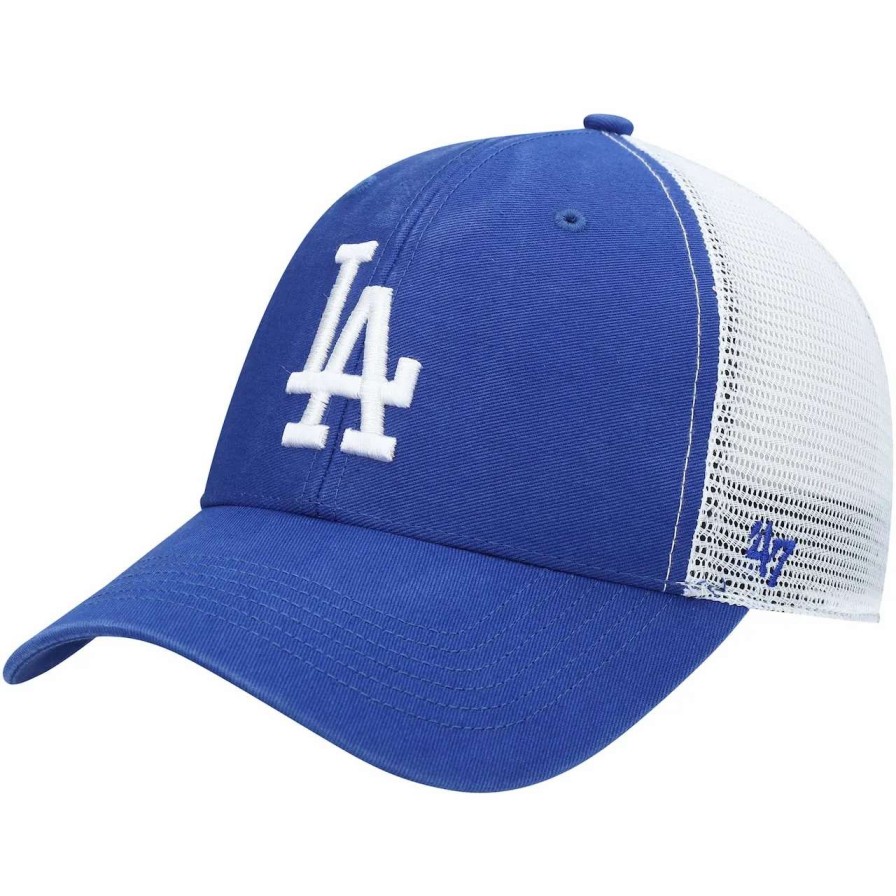 Los Angeles Dodgers Caps * | Men'S Los Angeles Dodgers '47 Royal/White Flagship Washed Mvp Trucker Snapback Hat