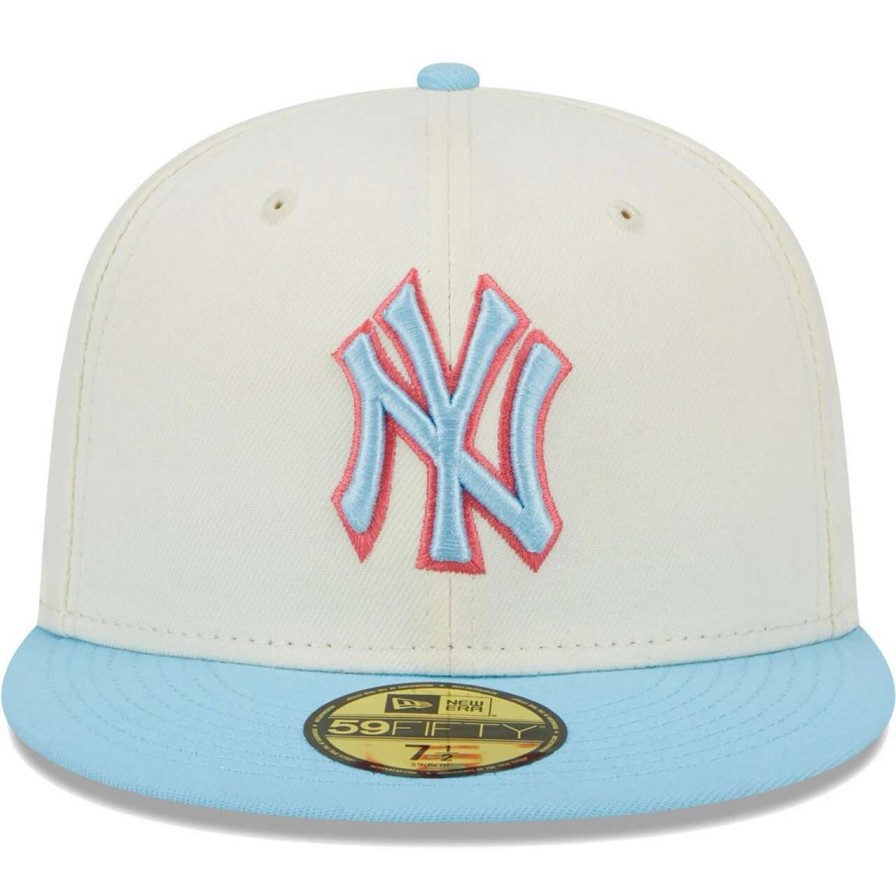 New York Yankees Caps * | Men'S New York Yankees New Era Cream/Light Blue Spring Color Two-Tone 59Fifty Fitted Hat