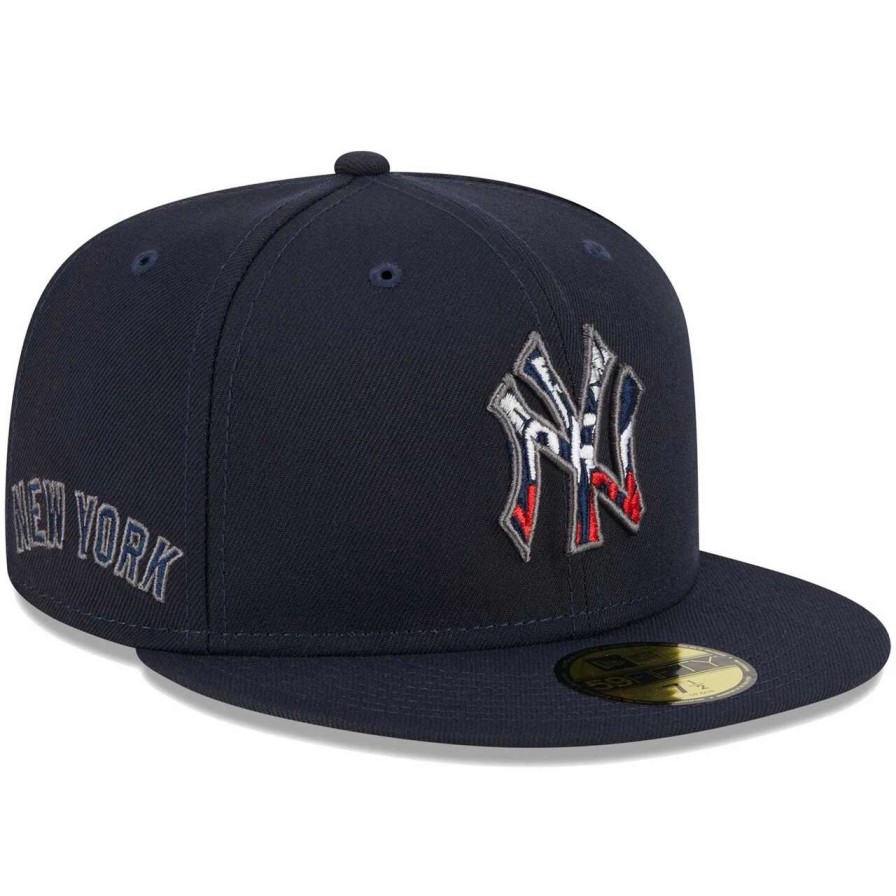 New York Yankees Caps * | Men'S New York Yankees New Era Navy Script Fill 59Fifty Fitted Hat