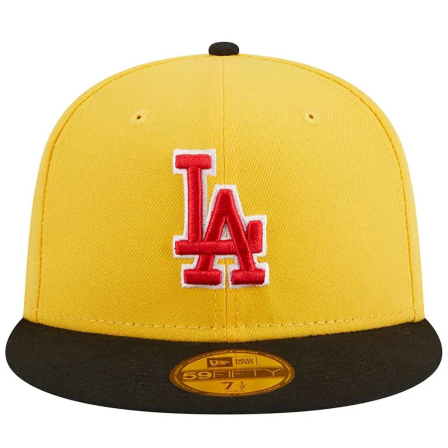 Los Angeles Dodgers Caps * | Men'S Los Angeles Dodgers New Era Yellow/Black Grilled 59Fifty Fitted Hat