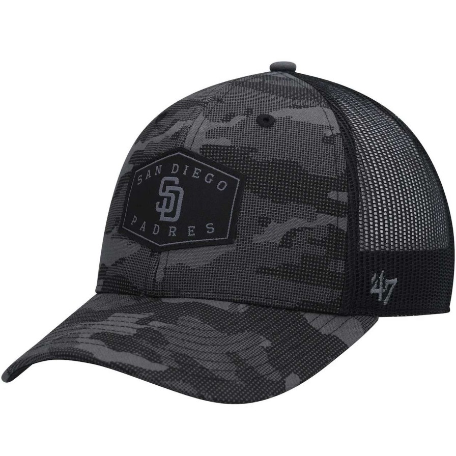 San Diego Padres Caps * | Men'S San Diego Padres '47 Charcoal Tonal Camo Convoy Trucker Snapback Hat