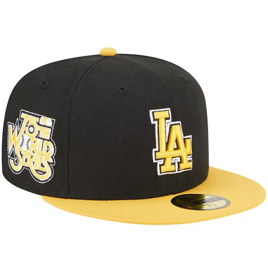 Los Angeles Dodgers Caps * | Men'S Los Angeles Dodgers New Era Black/Gold 59Fifty Fitted Hat