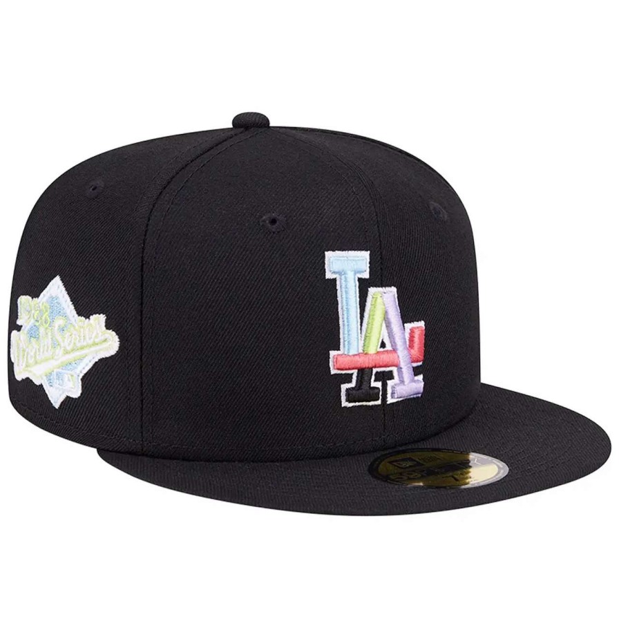 Los Angeles Dodgers Caps * | Men'S Los Angeles Dodgers New Era Black Multi-Color Pack 59Fifty Fitted Hat