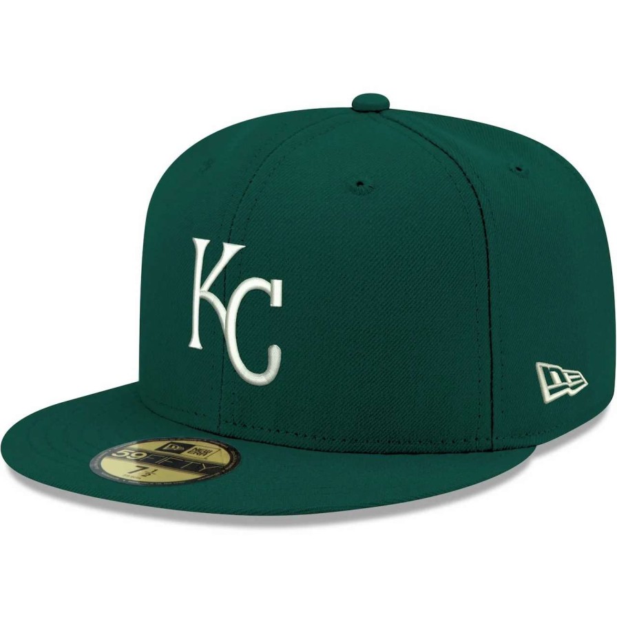 Kansas City Royals Caps * | Men'S Kansas City Royals New Era Green White Logo 59Fifty Fitted Hat